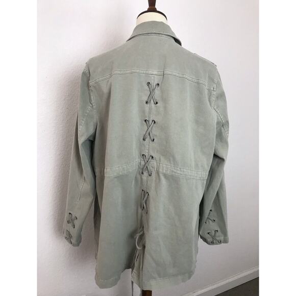 Torrid Anorak Jacket Lace Up Back Twill Utility Green - Picture 7 of 11